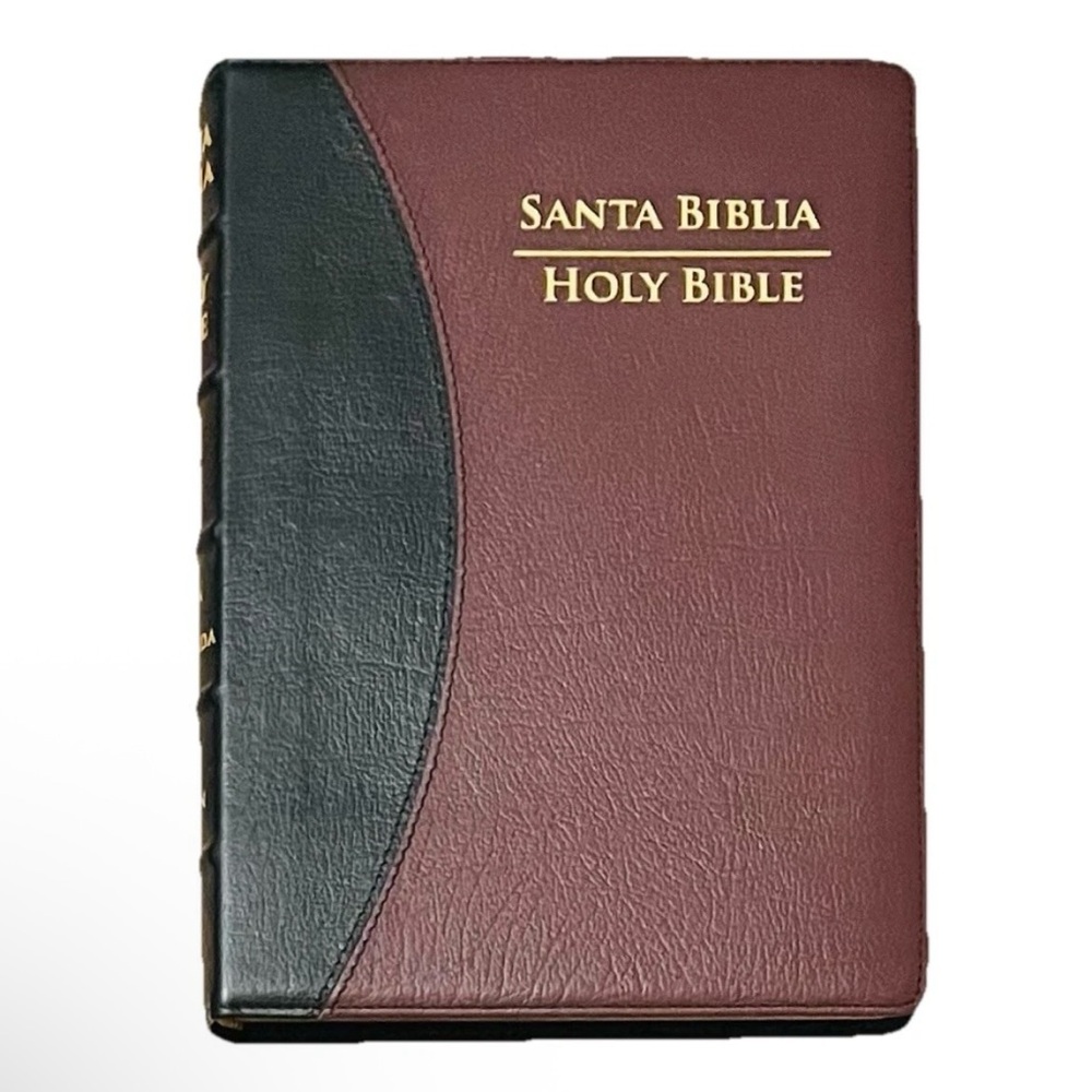Santa Biblia Valera 1602 Purificada/KJV Bilingüe Piel Vino Negra, Cowhide *NEW*